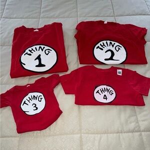 Red Thing 1, 2, 3, 4 Kids Shirts Set